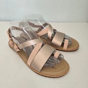 SOREL Ella Criss Cross Sandal Women's 9.5 Tan Metallic Leather Strap Boho Chic